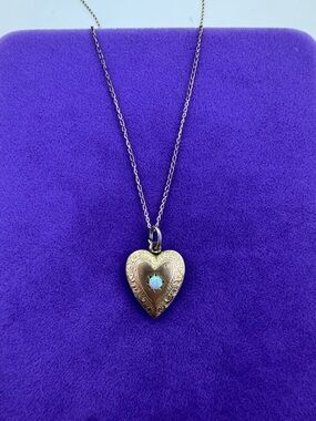 💛 Vintage 1/20 12k Gold Heart Necklace with Opal Accent | Old Romantic